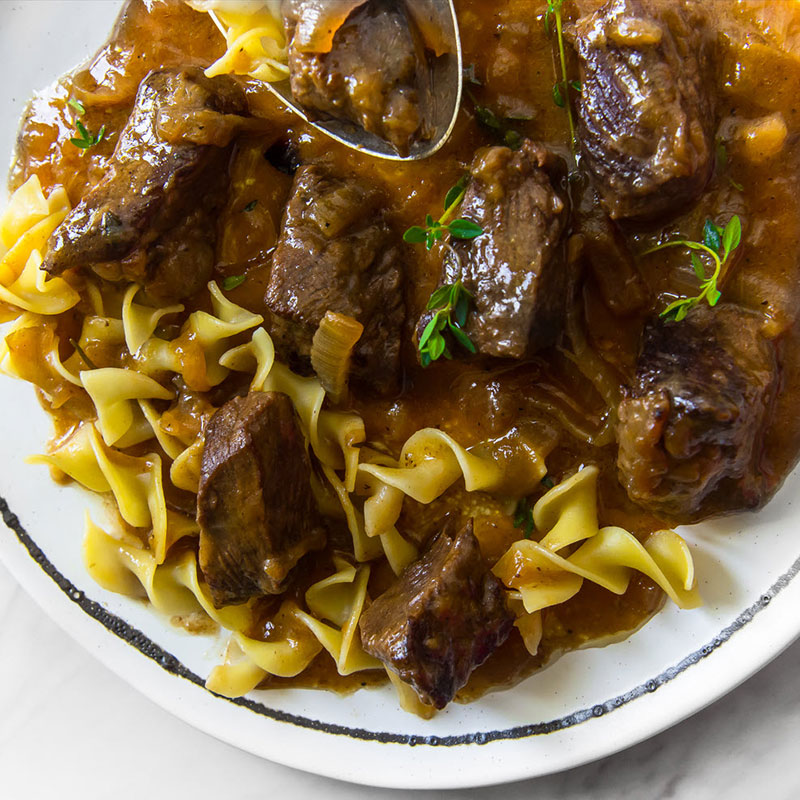 Beer-Braised Beef & Onions