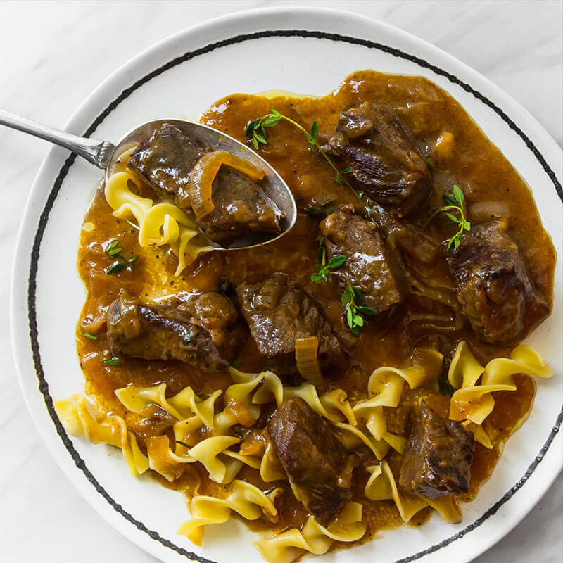 Beer-Braised Beef & Onions