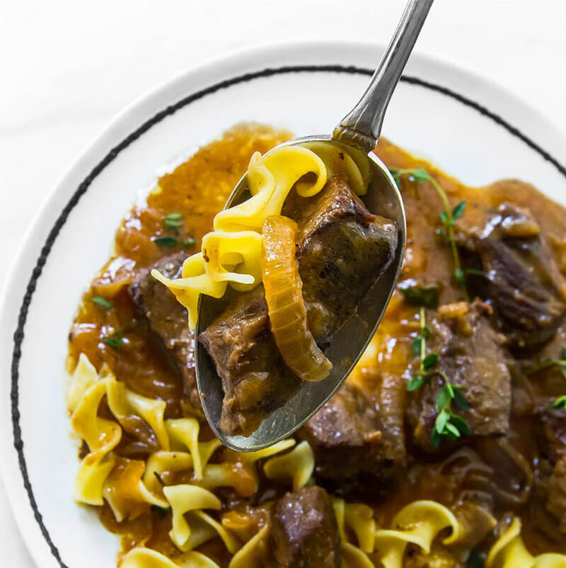 Beer-Braised Beef & Onions