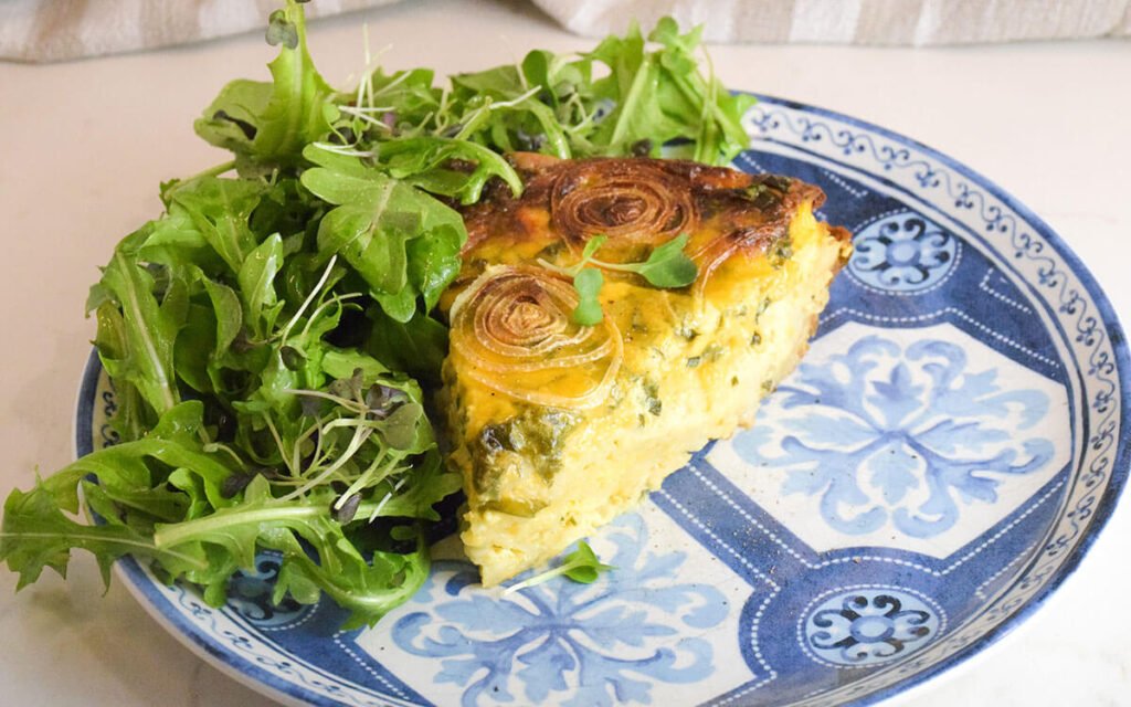 Sweet Onion and Cheddar Quiche