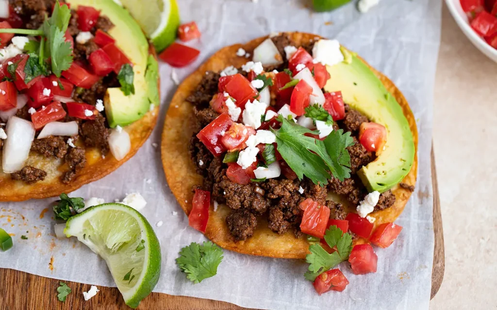 Tostadas with Sweet Onion Pico De Gallo